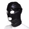 Black patent leather elastic balaclava with leaky mouth and eyes