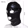 Black patent leather elastic balaclava with leaky mouth and eyes