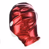 Red patent leather elastic headgear with exposed nose and eyes