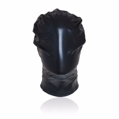 Black patent leather full-coverage elastic balaclava