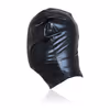 Black patent leather full-coverage elastic balaclava