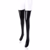 Black patent leather stockings with anti-slip strips and zippers