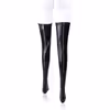 Black patent leather stockings with anti-slip strips and zippers
