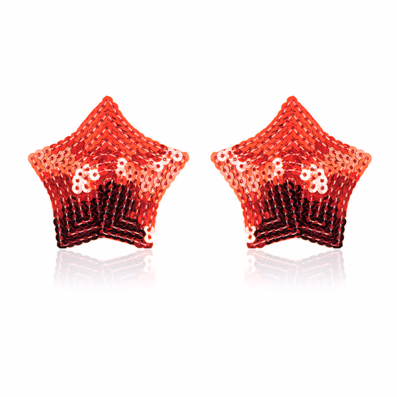 Sequined Red - Five-Pointed Star Nipple Covers