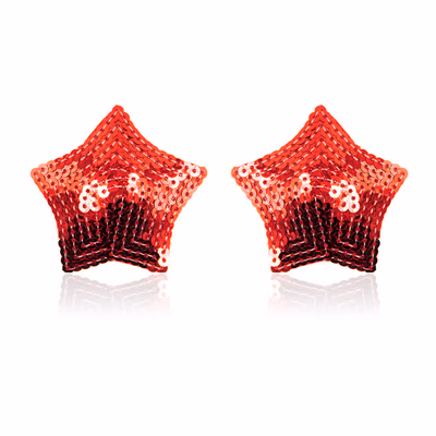Sequined Red - Five-Pointed Star Nipple Covers