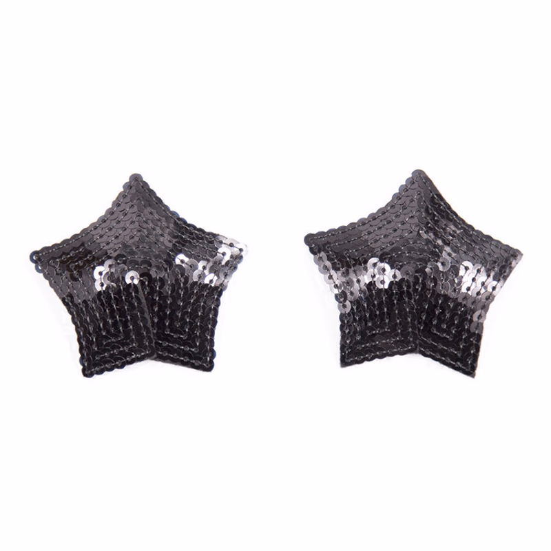 Glittery Black - Five-pointed Star Nipple Covers