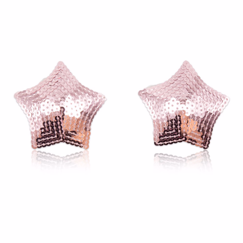 Glittery Pink - Five-Pointed Star Nipple Covers