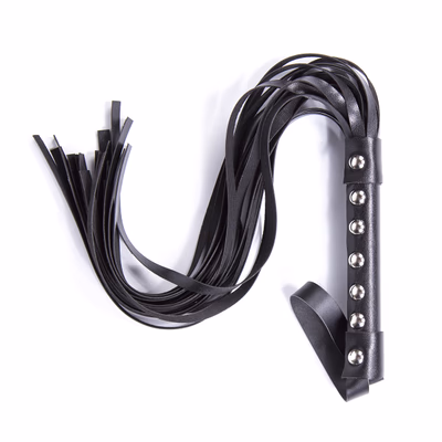 Black seven-studded leather whip