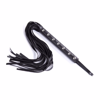 Black seven-studded leather whip