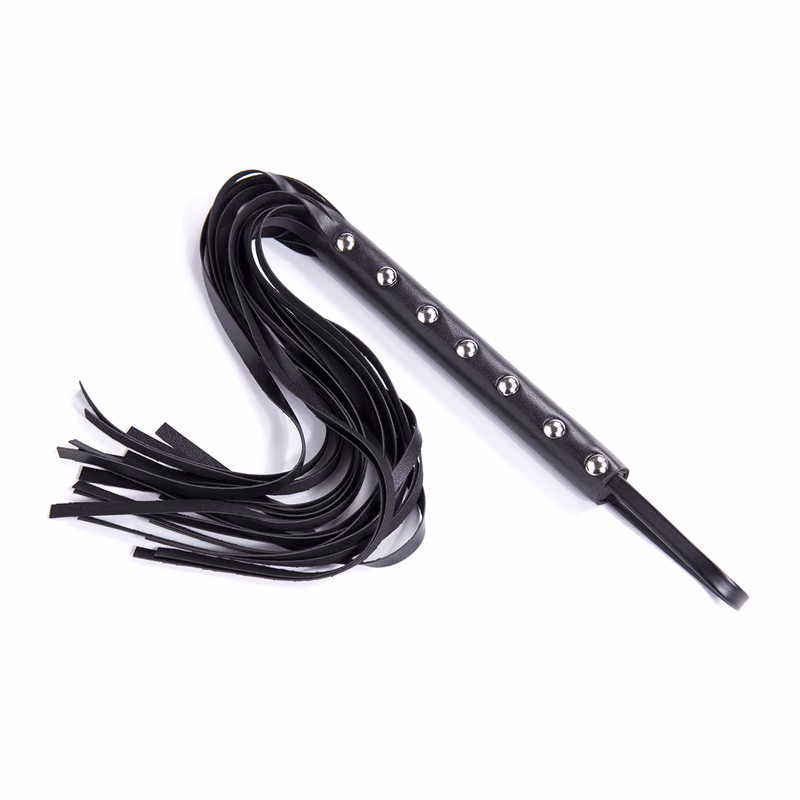 Black seven-studded leather whip