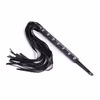Black seven-studded leather whip