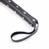 Black genuine leather tassel whip
