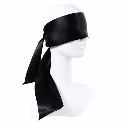 Widened ribbon eye mask in black