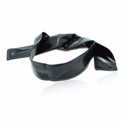 Black patent leather strip eye mask