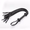 8-strand black leather whip