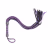 8-strand leather woven handle, black and purple whip