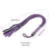 8-strand leather woven handle, black and purple whip