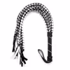 8-strand leather handle, diamond-encrusted black and white whip