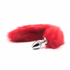 Red artificial fox feathers + metal anal plug