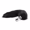 Black artificial fox feathers + metal anal plug