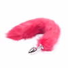 Rose-red artificial fox feathers + metal anal plug