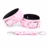 Pink PU leather handcuffs and leg irons