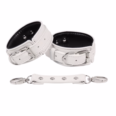 White leather handcuffs and leg irons