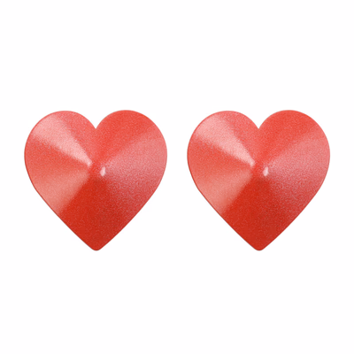 Heart-shaped red metallic nipple covers