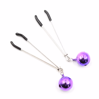 Long breast clips with purple bells