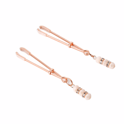 Rose gold long breast clip with beads