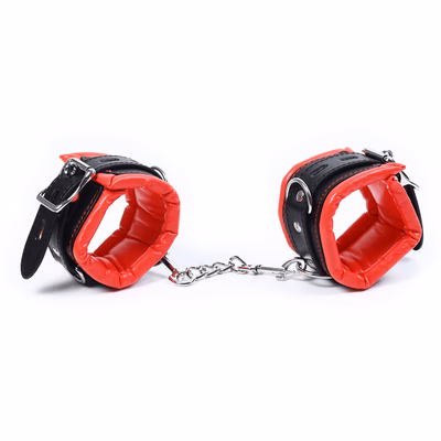 Red and black leg irons