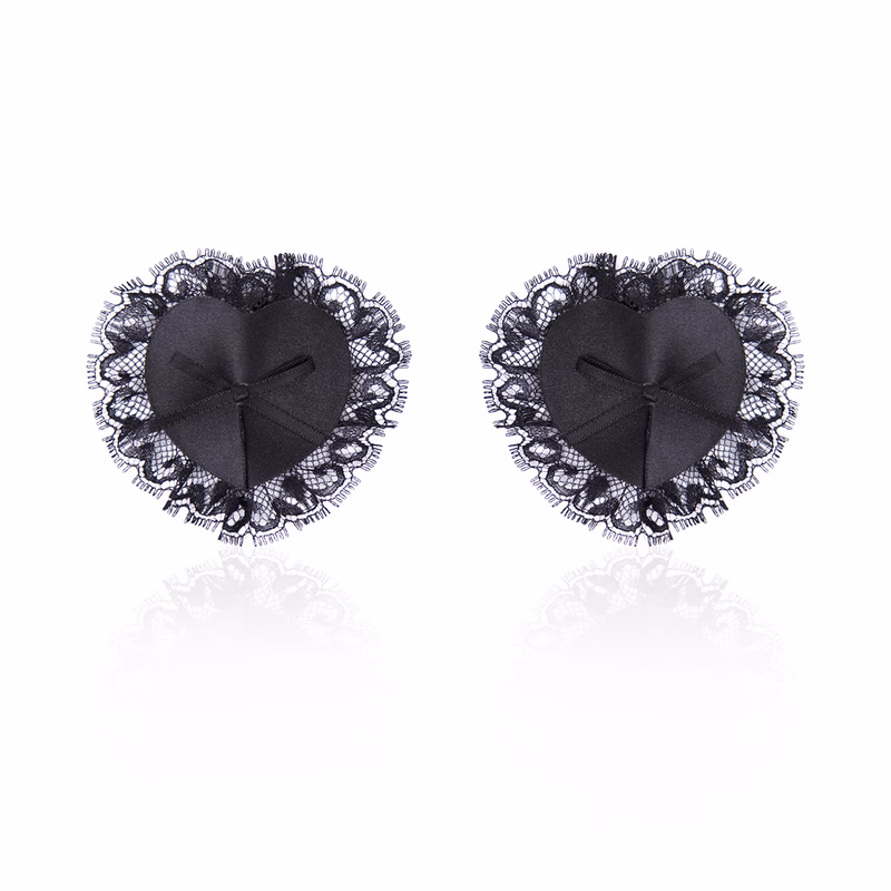 Heart-shaped lace bow in black