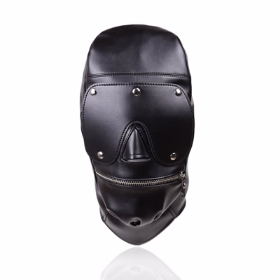 Black leather blindfold with zipper