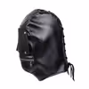 Black leather blindfold with zipper
