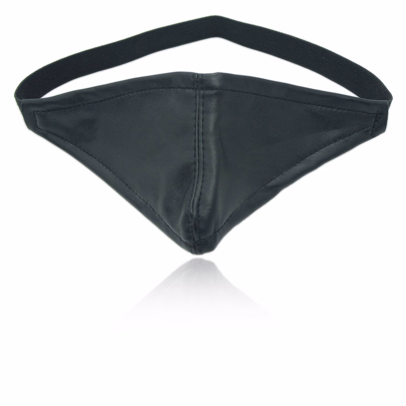 Black leather nose-covering triangular eye mask