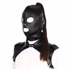 Leather wig with exposed eyes and mouth - includes wig