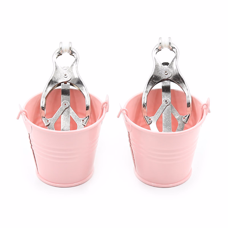 Pink bucket nipple clamps
