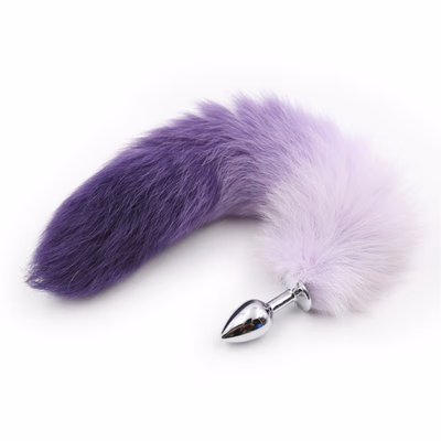 Gradient purple synthetic hair + metal anal plug