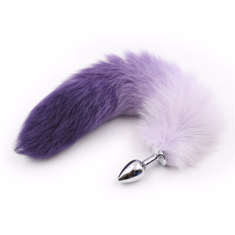 Gradient purple synthetic hair + metal anal plug