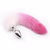 Gradient pink synthetic fur + metal anal plug