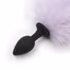 Black silicone anal plug - gradient purple artificial hair