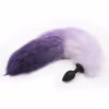 Black silicone anal plug - gradient purple artificial hair