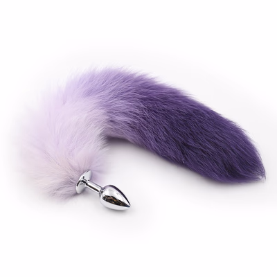 Gradient purple real hair + metal anal plug