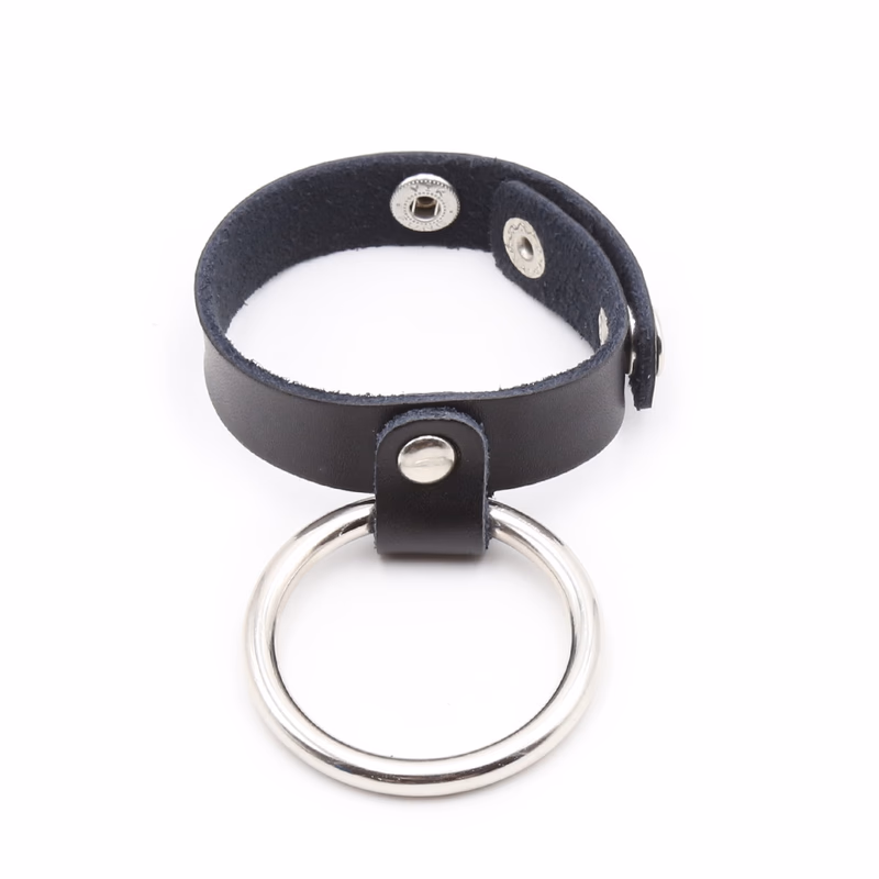 Leather iron ring for locking the penis