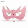 Pink Bat-Shaped 4-Row Studded Leather Eye Mask