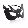 Black Bat-Shaped 4-Row Studded Leather Eye Mask