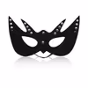 Black Bat-Shaped 4-Row Studded Leather Eye Mask
