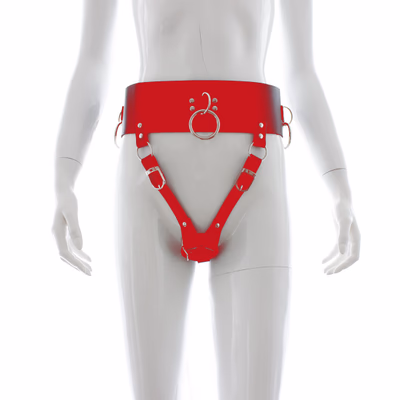 Leather vibrating underwear, red - size L
