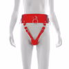 Leather vibrating underwear, red - size L