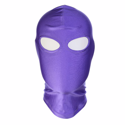 Purple elastic fabric headgear that exposes the eyes